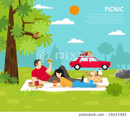 450x406 Outdoor Picnic Vector Illustration