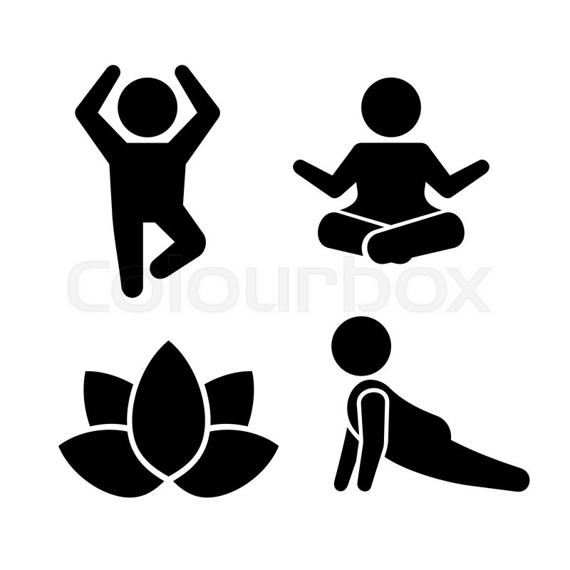 800x800 Yoga Meditation Poses Icons Set. Vector Pictogram Stock Vector