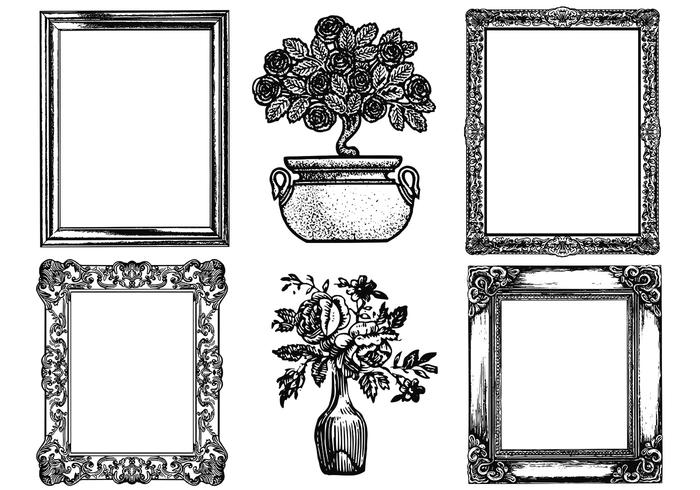 700x490 Etched Antique Picture Frame Vector Pack