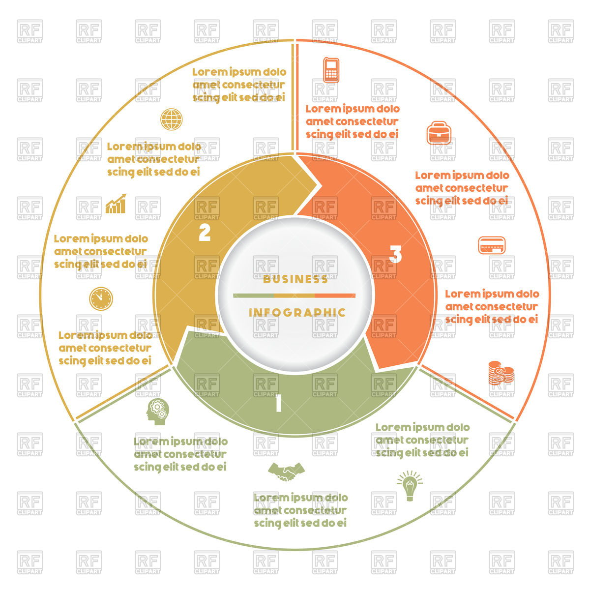 1200x1200 Infographic Numbered Three Position Area Chart Ring Chart Pie