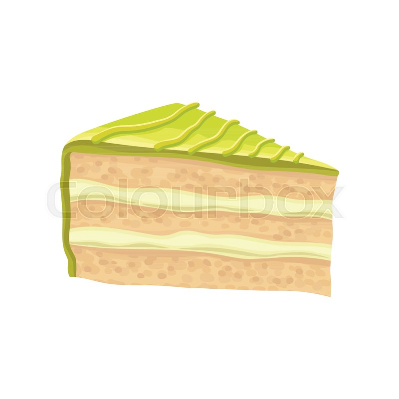800x800 Slice Of Layered Cake With Green Butter Cream. Sweet And Tasty Pie