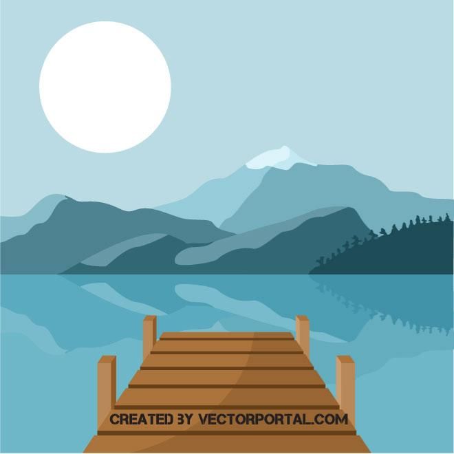 660x660 Pier On The Lake Vector Illustration Various Vectors
