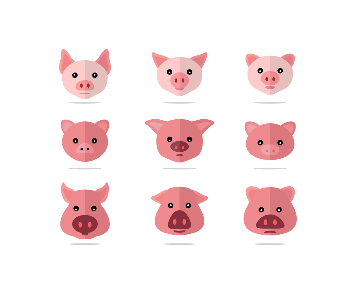 1136x936 Pig Face Flat Vector Vector Art Amp Graphics