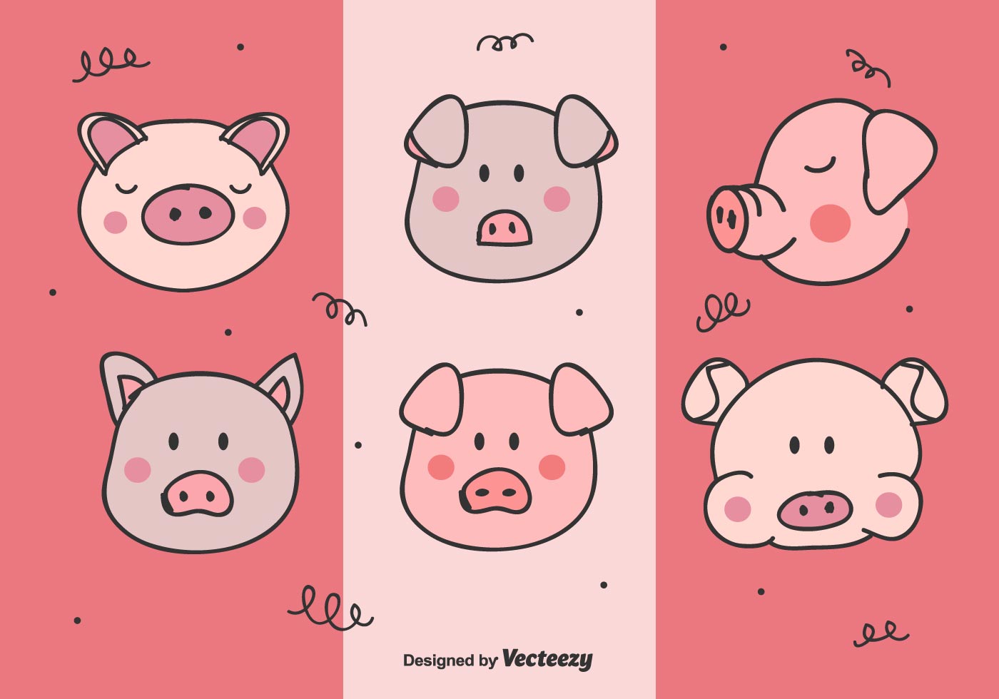 1400x980 Pig Face Free Vector Art