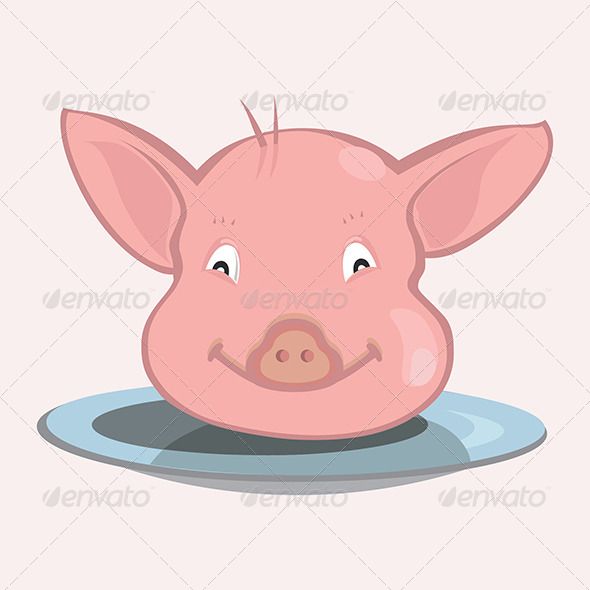 590x590 Pig Face On Plate Face, Vector Shapes And Marketing Materials