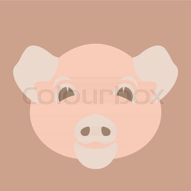 800x800 Pig Face Vector Illustration Flat Style Front Side Stock Vector