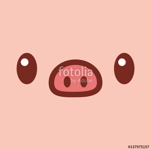 500x499 Funny Kawaii Pig Face On Pink Background. Cute Pig Vector Stock