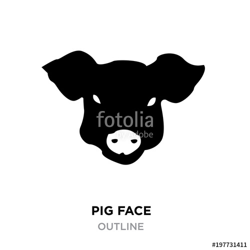 500x500 Pig Face Silhouette On White Background, Vector Illustration
