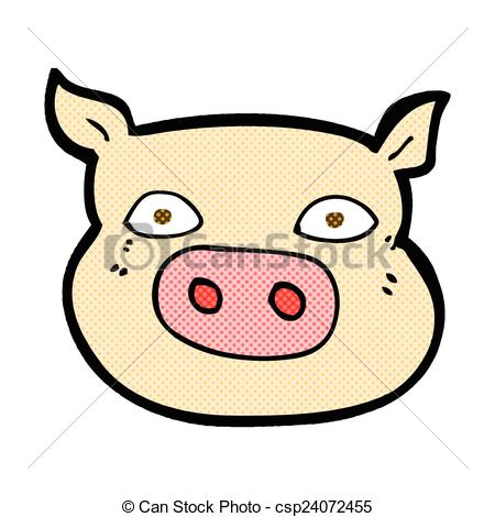 450x470 Comic Cartoon Pig Face. Retro Comic Book Style Cartoon Pig