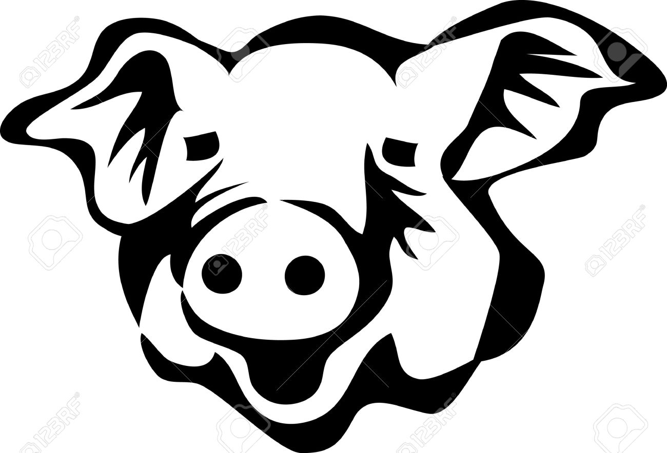 1300x884 Pig Head Png Black And White Transparent Pig Head Black And White