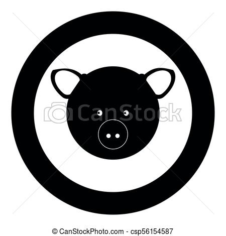 450x470 Pig Head Icon Black Color In Circle. Pig Head Icon Black Color In