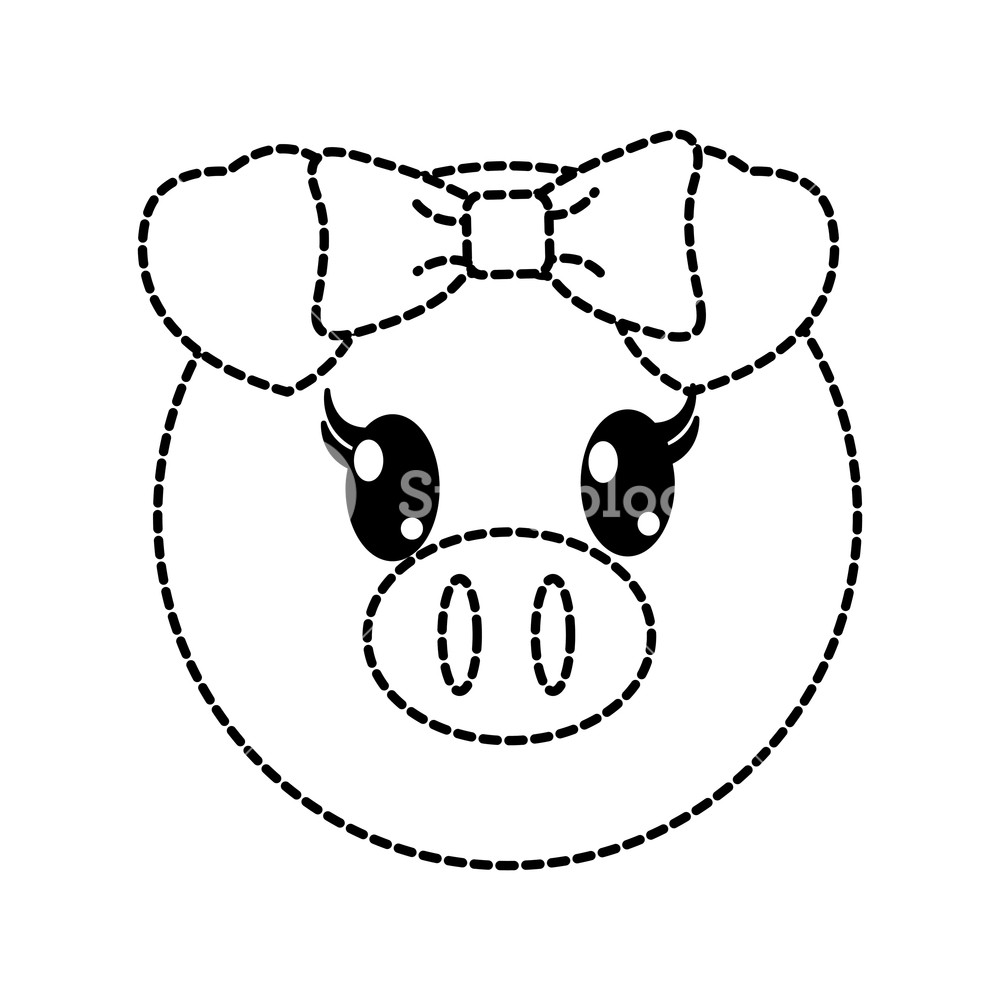 1000x1000 Dotted Shape Female Pig Head Cute Animal Vector Illustration
