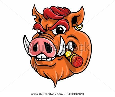 450x380 Wild Boar Hog Pig Head Character Illustration Logo Icon Vector