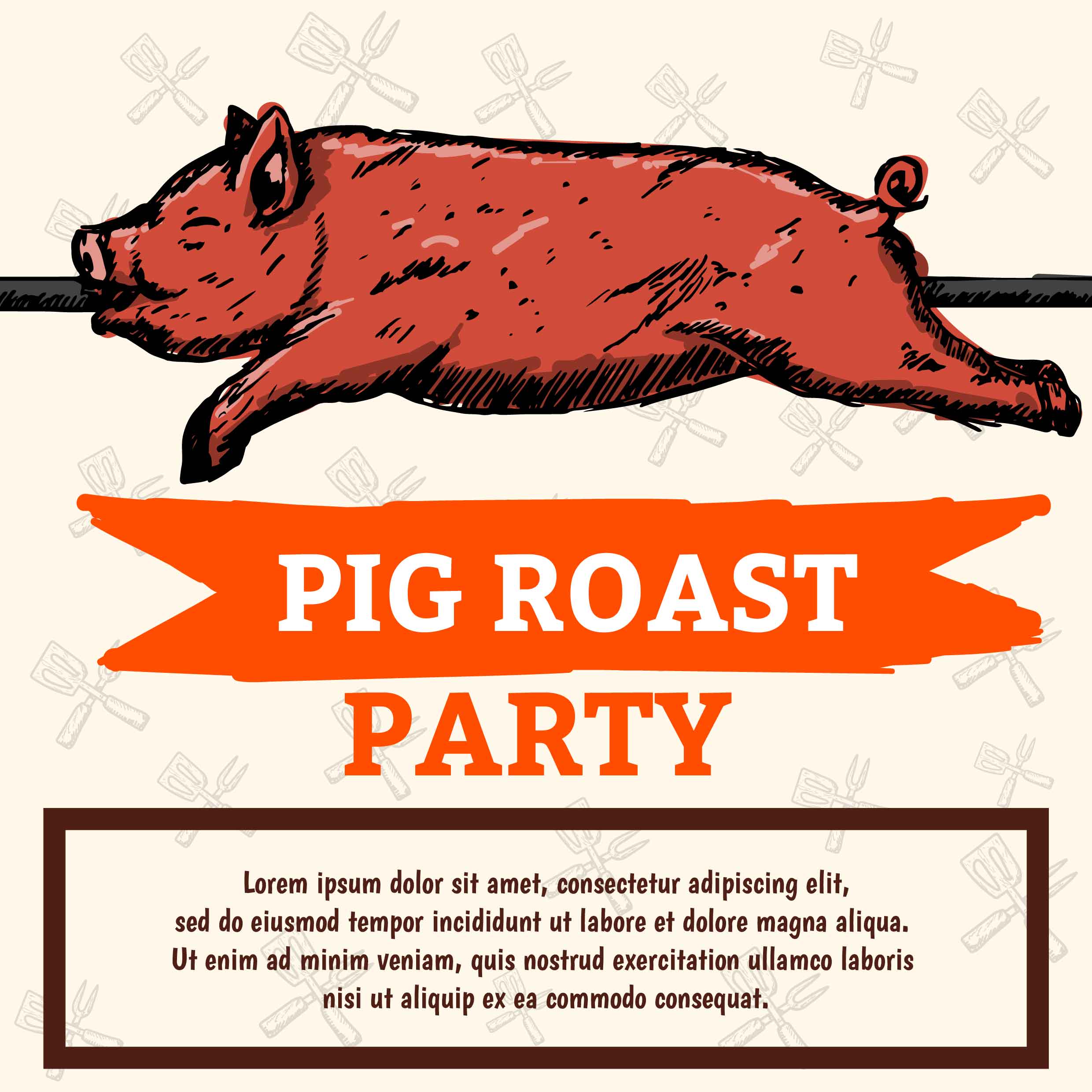 2480x2480 Pig Roast Free Vector Art