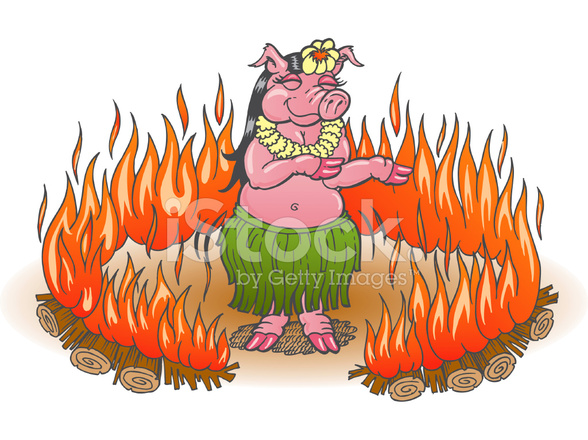 588x440 Pig Roast Hula Stock Vector