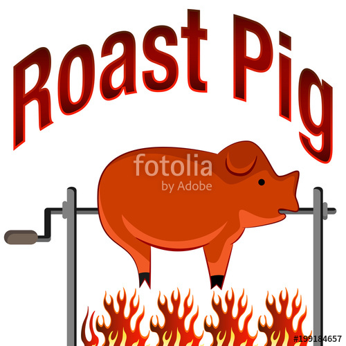 500x500 Roasted Pig Cartoon And Text Stock Image And Royalty Free Vector