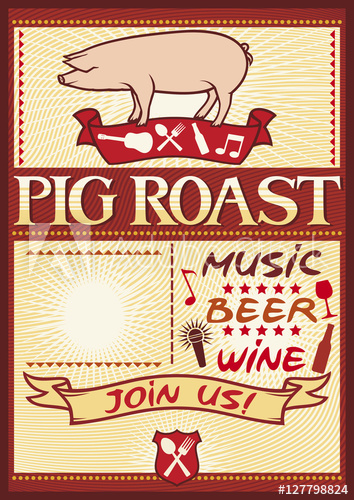 354x500 Pig Roast Poster (Barbecue Party Design)