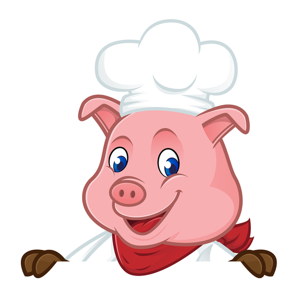 600x600 Cute Cartoon Chef Pig Vector Illustration 04 Free Download