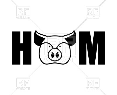 400x323 Ham Lettering Emblem. Head Pig And Letters. Vector Image Vector