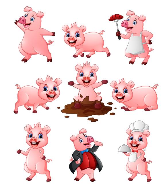 582x645 Pig Cartoon Character Cute Vector