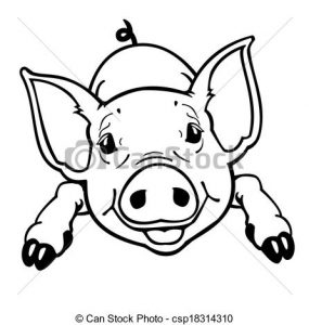 285x300 Pig Vector Art Little Pig Black And White Isolated Image Vector