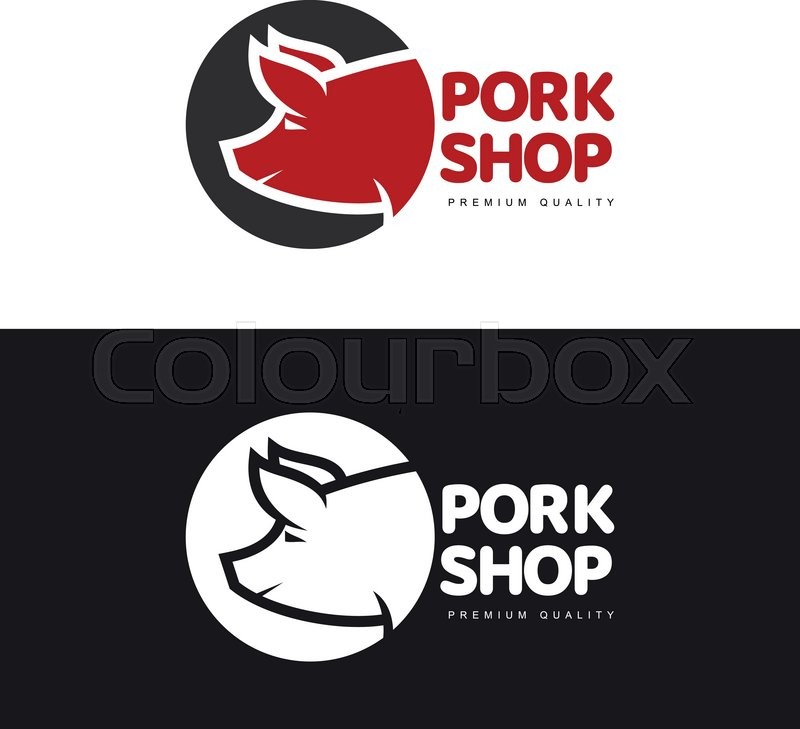 800x729 Set Of Logos With A Pig, Vector Simple Illustration Isolated On