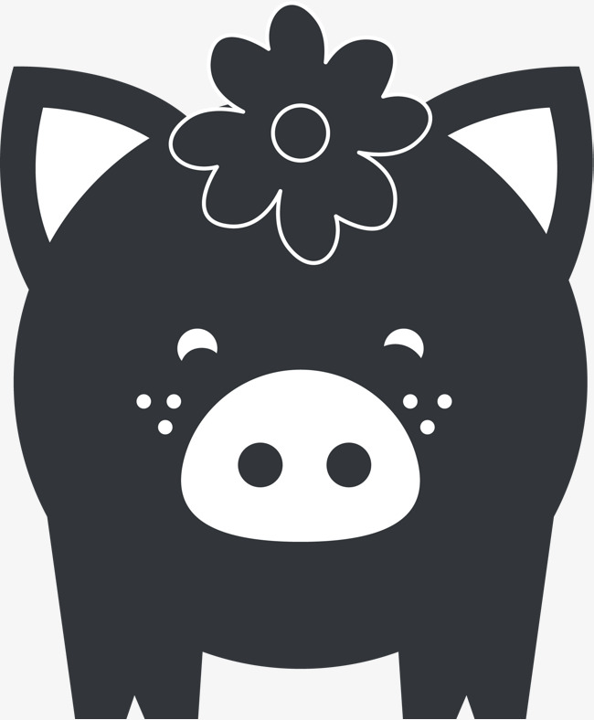 650x788 Cute Pig Silhouette, Pig Vector, Silhouette Vector, Flowers Png