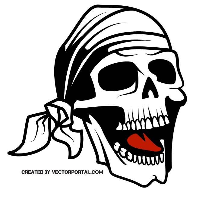 660x660 Skull With Bandana, Vector. Skull Vectors Bandanas