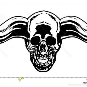 300x300 Stock Illustration Demon Skull Horns Vector Illustration White