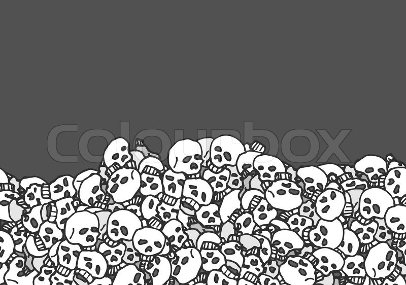 800x562 Cartoon Illustration Of Huge Pile Of Skulls As Background Texture