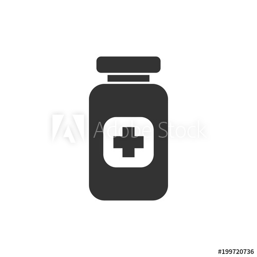 500x500 Pill Vector Icon In Flat Style. Tablet Illustration On White