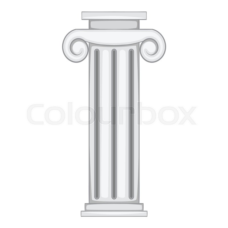 800x800 Decorative Roman Pillar Icon. Gray Monochrome Illustration Of