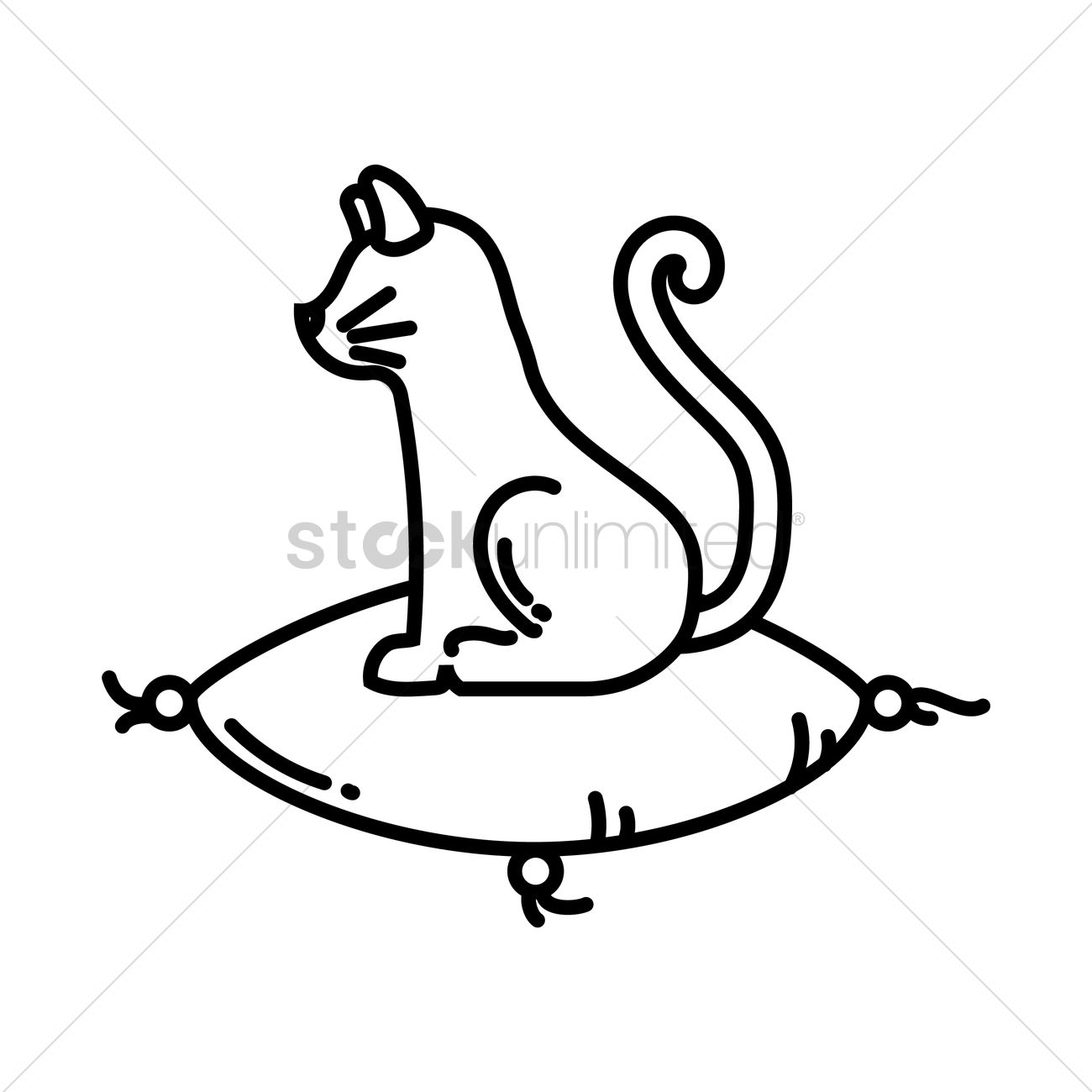 1300x1300 Cat Sitting On Pillow Vector Image