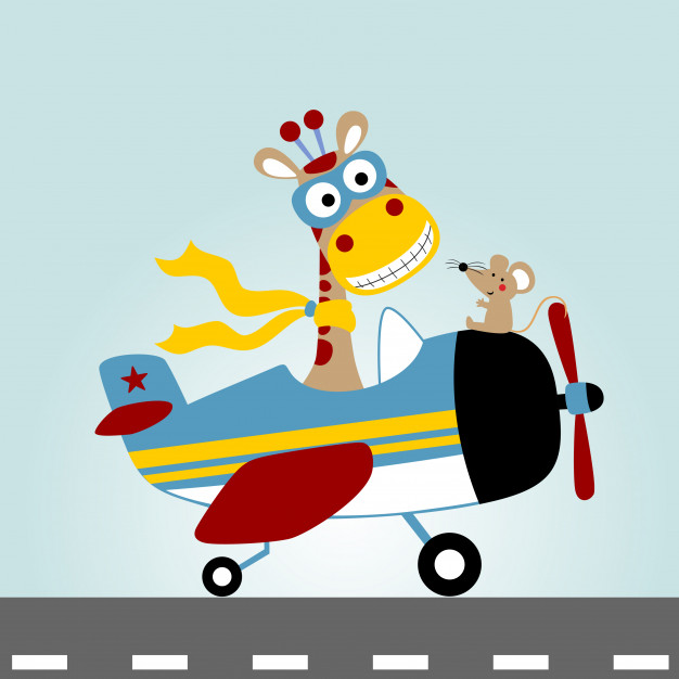 626x626 Plane With Funny Pilot, Vector Cartoon Vector Premium Download