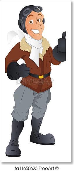 253x581 Free Art Print Of Retro Pilot Vector Character. Creative Abstract