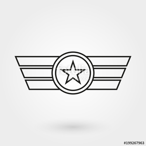 500x500 Wings With Shield Icon. Military And Army Badge. Pilot Logo