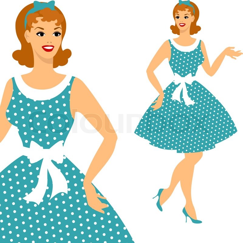800x800 Beautiful Pin Up Girl 1950s Style. Stock Vector Colourbox