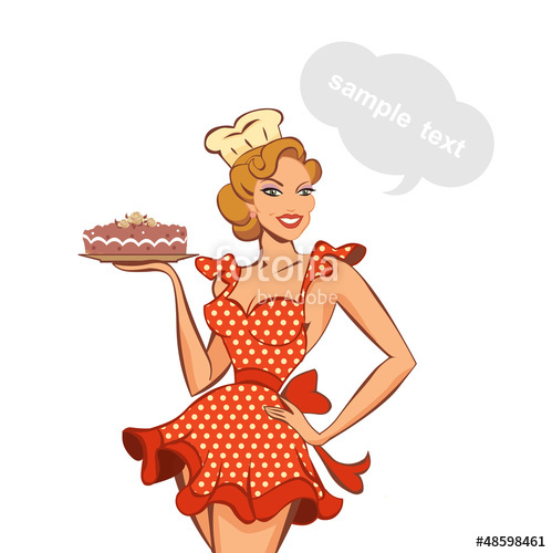 499x500 Vector Illustration Of A Vintage Pin Up Girl And Cake Stock Image