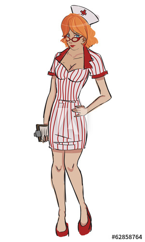 300x500 Retro Nurse Pin Up Vector