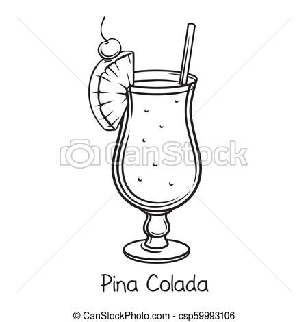 450x470 Vector Glass Of Pina Colada Cocktail With Slice Pineapple And