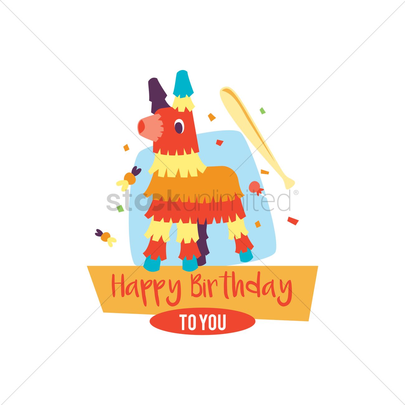 1300x1300 Happy Birthday Card With Pinata Vector Image