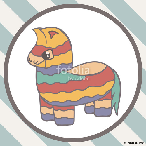 500x500 Pinata Vector Image Isolated On White Background. Bright Striped