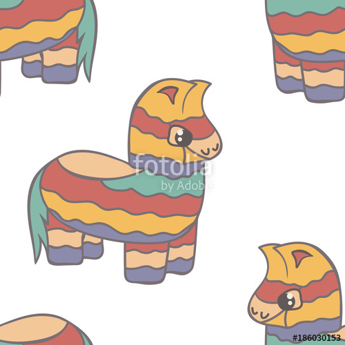 500x500 Pinata Vector Seamless Pattern Isolated On White Background. Cute