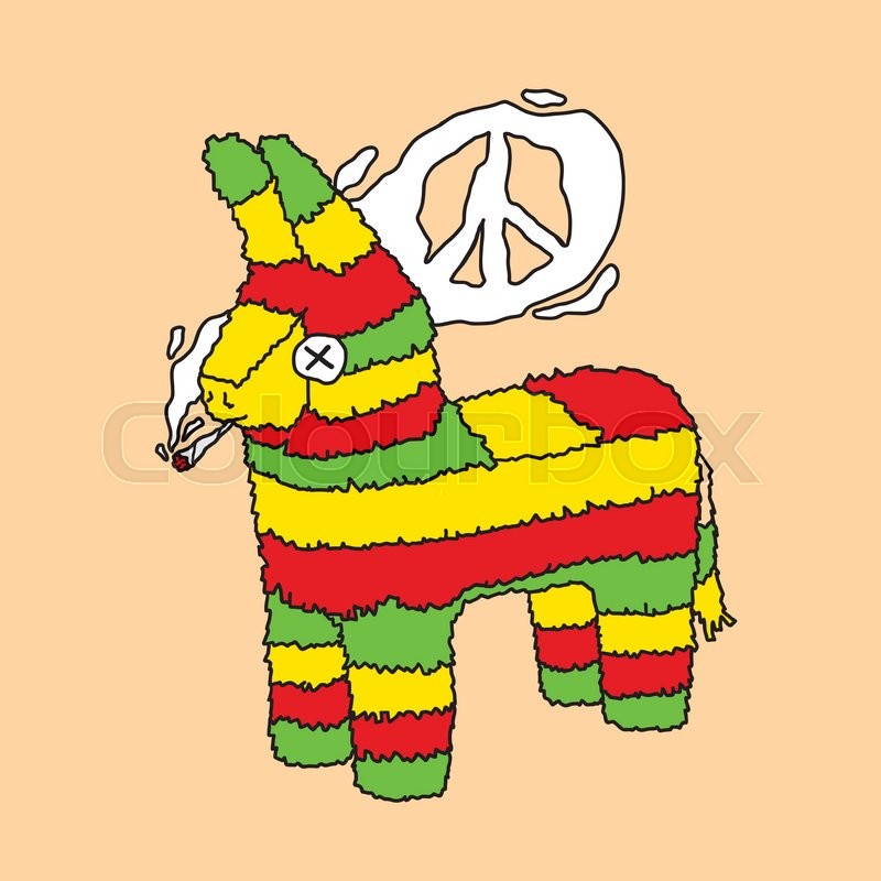 800x800 Rasta Smoke Peace Hippie Pinata Vector Illustration Stock Vector