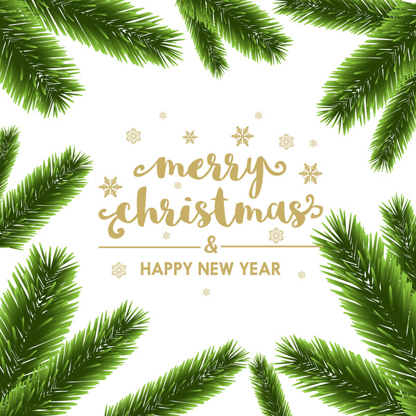 600x600 Christmas Pine Branches Frame Decor Vector 04 Free Download