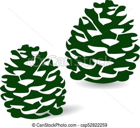 450x411 Pinecone Dark Green , Silhouette, Cartoon On White Background, Vector.