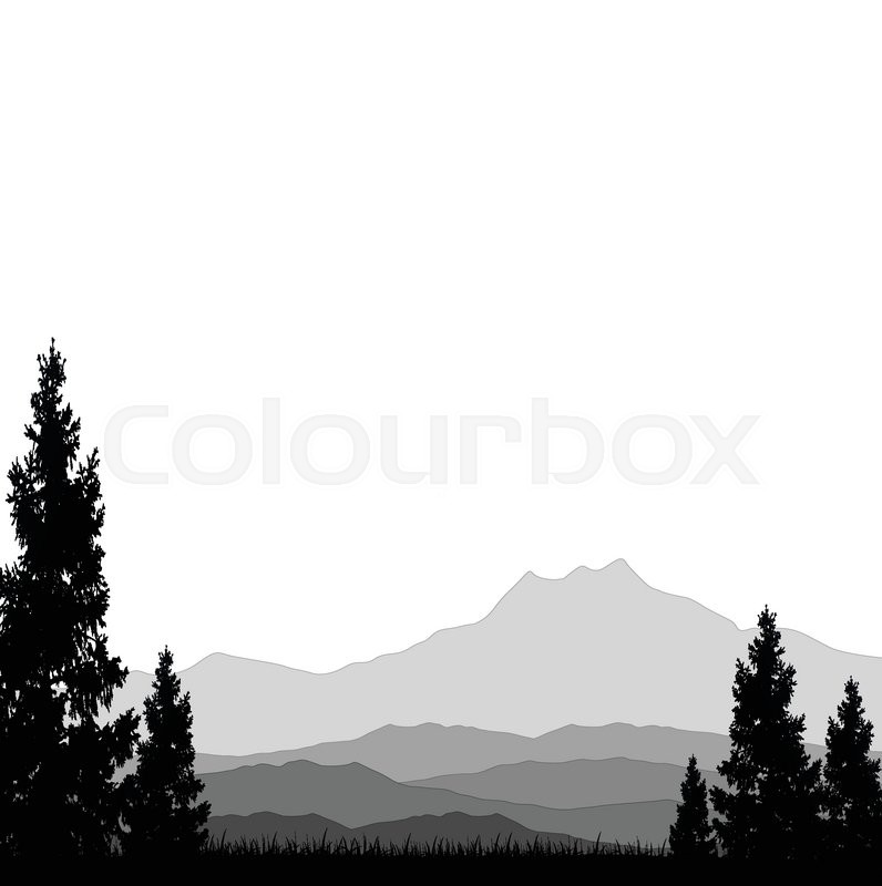 796x800 Vector Illustration Of Silhouette Of Pine Forest Stock Vector