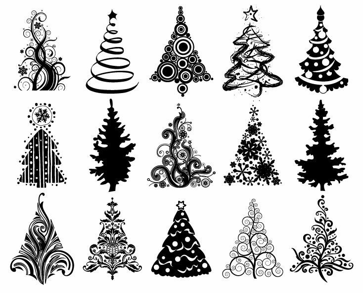 734x592 Christmas Graphic Set Of Christmas Trees Vector Graphic Free