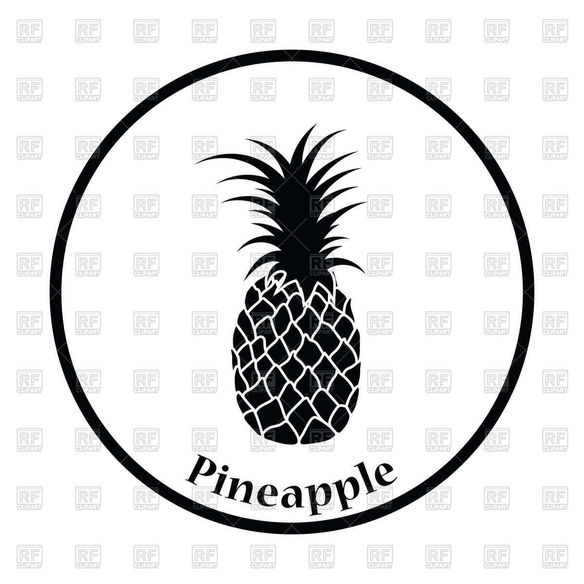 1200x1200 Thin Circle Design Icon Of Pineapple Vector Image Vector Artwork