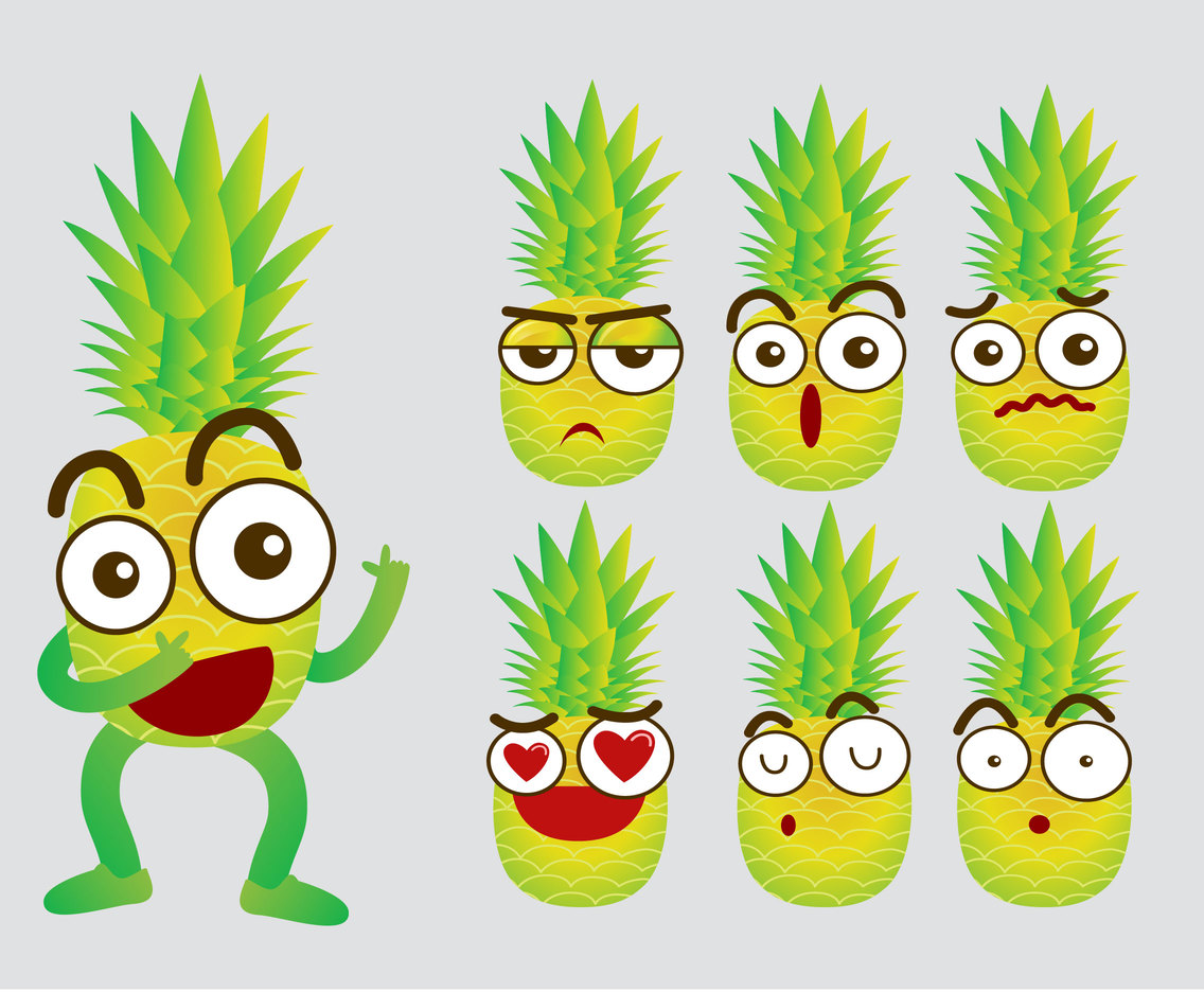 1136x936 Pineapple Emoji Vector Set Vector Art Amp Graphics